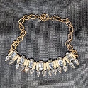 Vintage J Crew Art Deco Necklace Faceted Rhinestones Dangle Teardrop Crystals